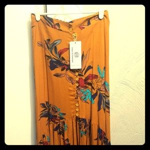 Dark orange floral maxi skirt by Pink Diamond
